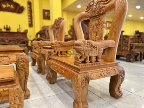 Bộ Bàn Ghế Gõ Đỏ Quốc voi mặt liền 6 món tay 12 - BBG340 33 Bộ Bàn Ghế Gõ Đỏ Quốc voi mặt liền 6 món tay 12 - BBG340