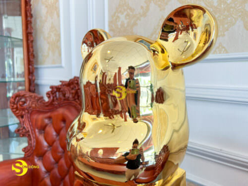 Gấu BEARBRICK Mạ Điện Vàng Bóng Size 80
