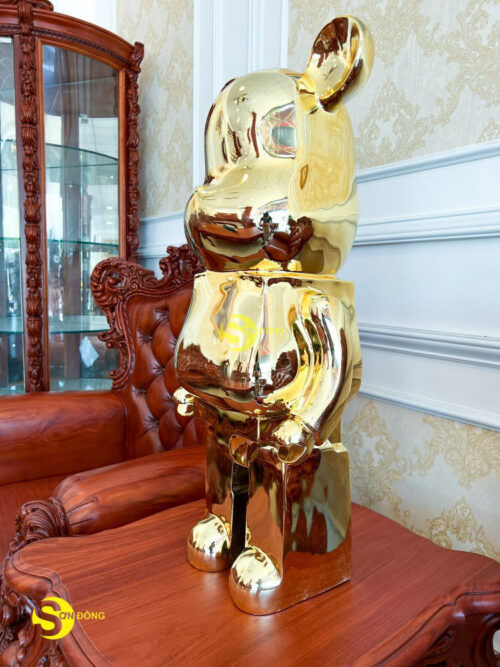 Gấu BEARBRICK Mạ Điện Vàng Bóng Size 80