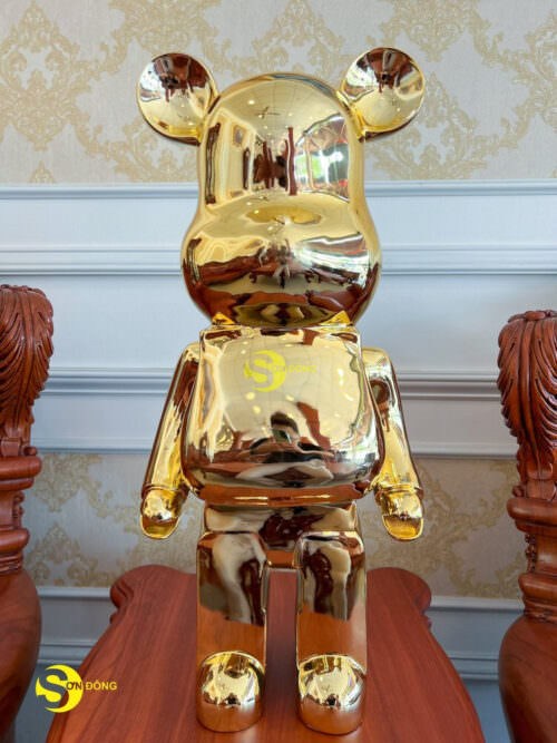 Gấu BEARBRICK Mạ Điện Vàng Bóng Size 80