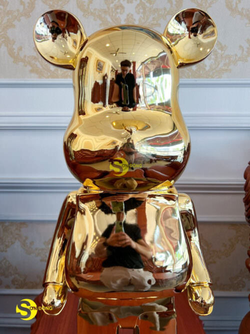 Gấu BEARBRICK Mạ Điện Vàng Bóng Size 80