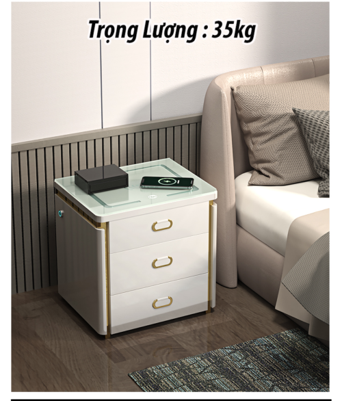 Tab Đầu Giường Két Sắt Thông Minh 5.0 sạc pin không dây, cảm biến wifi báo động từ xa CN-KS01 - Ảnh 3