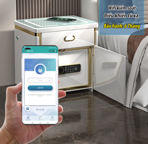 Tab Đầu Giường Két Sắt Thông Minh 5.0 sạc pin không dây, cảm biến wifi báo động từ xa CN-KS01 - Ảnh 2