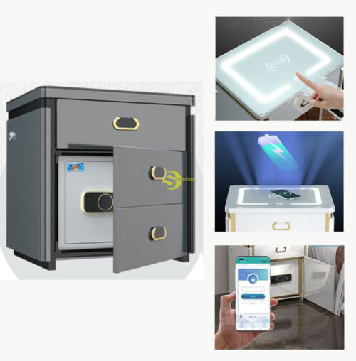 Tab Đầu Giường Két Sắt Thông Minh 5.0 sạc pin không dây, cảm biến wifi báo động từ xa CN-KS01