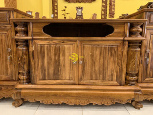 Tủ Tivi Gỗ Gụ Trụ Trơn Quảng Bình TTV601 Sang Trọng
