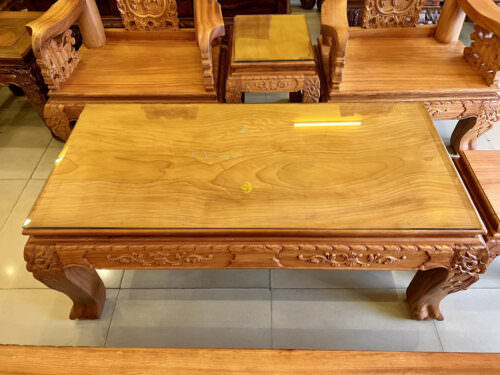 Bộ bàn ghế gõ đỏ chạm bát mã truy phong gõ đỏ mặt liền 6 món tay 12 BBG339 - Hình ảnh 5