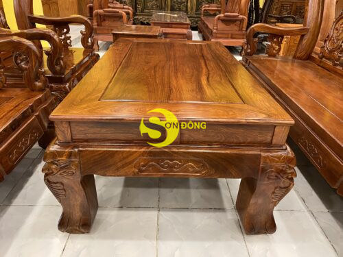 Bộ bàn ghế gỗ hương chạm đào vân tuyển tựa liền 6 món tay 16 BBG366 - Ảnh 9