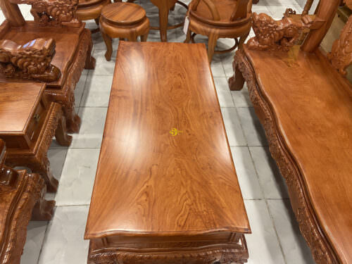 Bộ bàn ghế hương đá nghê đỉnh tay lân mặt liền 6 món tay 12 BBG380 - Hình ảnh 6