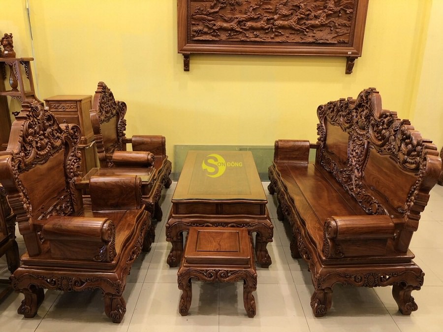 Choáng ngợp bộ bàn ghế hoàng gia làm từ gỗ quý hiếm 8 Bộ bàn ghế hoa hồng hương đá