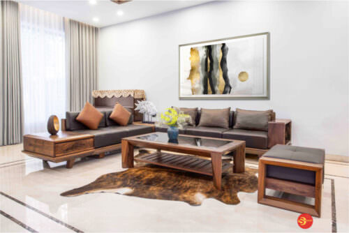 Sofa gỗ óc chó đắt đỏ sang trọng – SFOC010