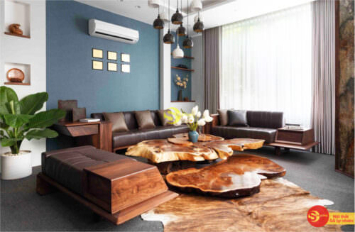 Sofa gỗ óc chó đẹp thiết kế hiện đại siêu sang – SFOC011