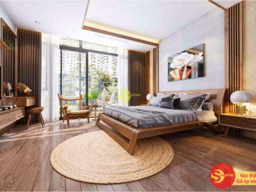 Giường ngủ Gỗ óc chó sang trọng cao cấp – GNOC002