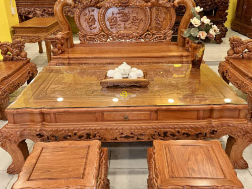 Bộ bàn ghế hương đá nghê đỉnh 2 mặt BBG382