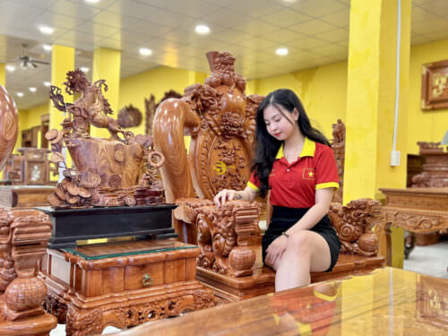 Bộ bàn ghế hương đá nghê đỉnh 2 mặt BBG382