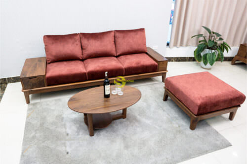 Bộ Sofa gỗ óc chó nhỏ gọn sang trọng– SFOC029 - Hình ảnh 2