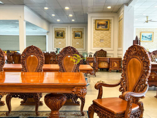 Bộ Bàn ăn hoàng gia Louis Filda nguyên tấm