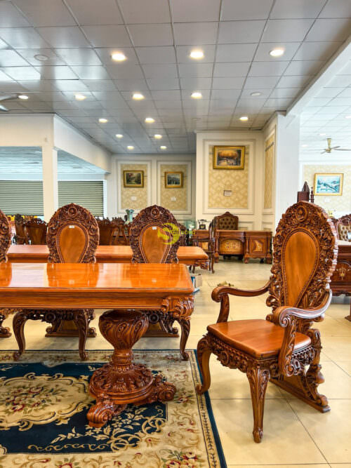 Bộ Bàn ăn hoàng gia Louis Filda nguyên tấm