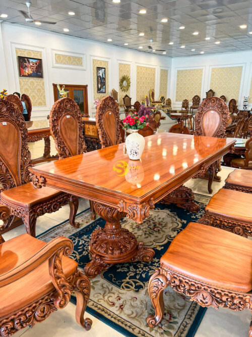 Bộ bàn ăn Hoàng gia Louis Fidia Gỗ nguyên tấm - Hình ảnh 4