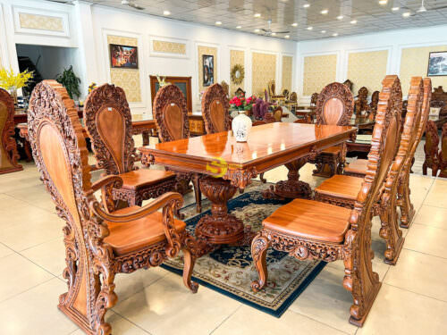 Bộ Bàn ăn hoàng gia Louis Filda nguyên tấm