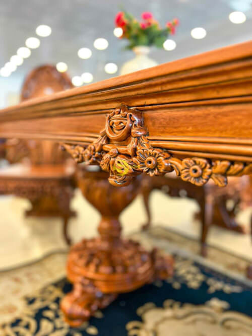 Bộ bàn ăn Hoàng gia Louis Fidia Gỗ nguyên tấm - Hình ảnh 11