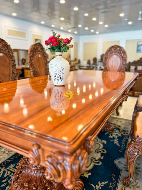 Bộ bàn ăn Hoàng gia Louis Fidia Gỗ nguyên tấm - Hình ảnh 9