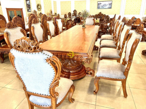 Bộ bàn ăn gỗ gõ đỏ cổ điển