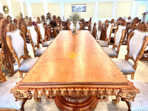 Bộ bàn ăn gỗ gõ đỏ cổ điển