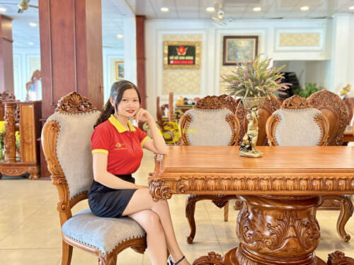 Bộ bàn ăn gỗ gõ đỏ cổ điển