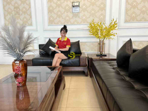 Bộ sofa góc sang trọng gỗ óc chó bọc da bò ý 5 món BBG712