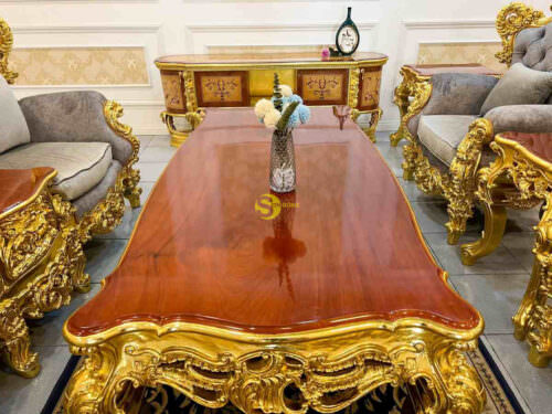 Bộ sofa hoàng gia bọc vải 8 món dát vàng Full siêu VIP SF66