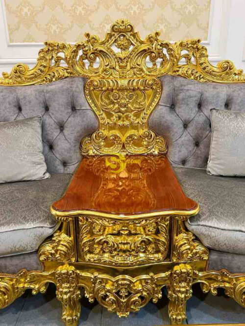 Bộ sofa hoàng gia bọc vải 8 món dát vàng Full siêu VIP SF66