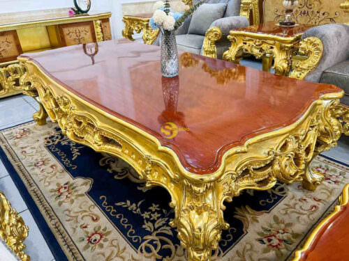 Bộ sofa hoàng gia bọc vải 8 món dát vàng Full siêu VIP SF66