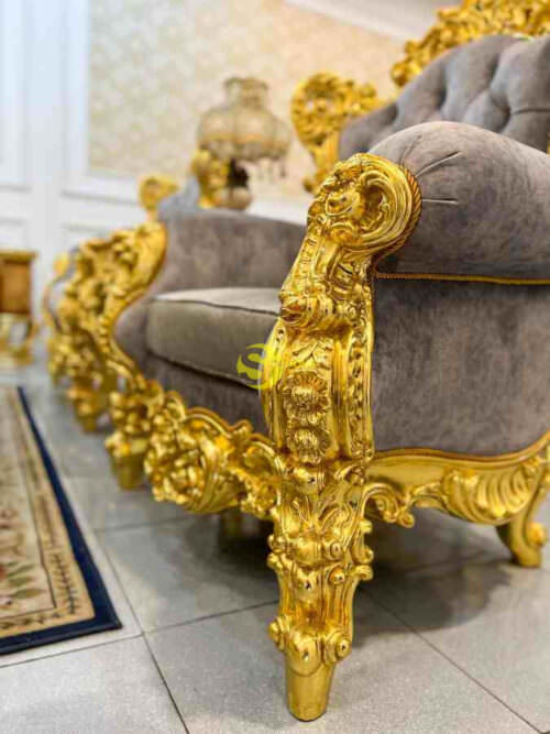 Bộ sofa hoàng gia bọc vải 8 món dát vàng Full siêu VIP SF66