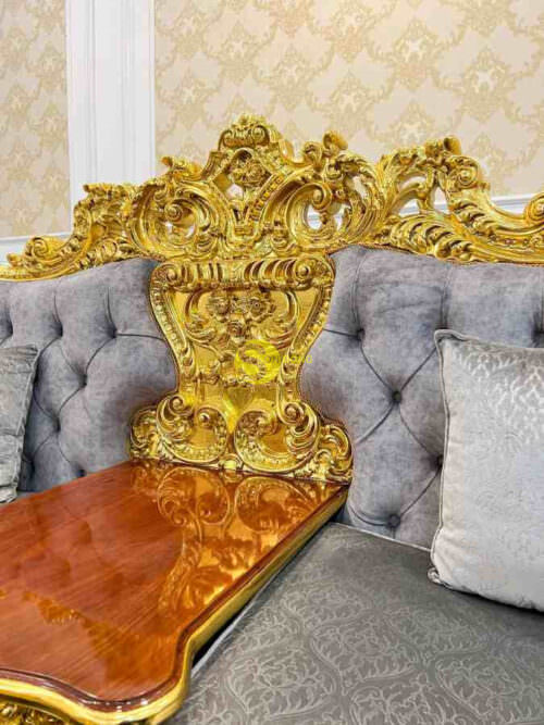 Bộ sofa hoàng gia bọc vải 8 món dát vàng Full siêu VIP SF66