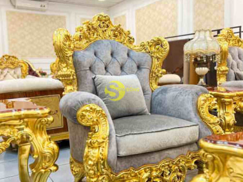 Bộ sofa hoàng gia bọc vải 8 món dát vàng Full siêu VIP SF66