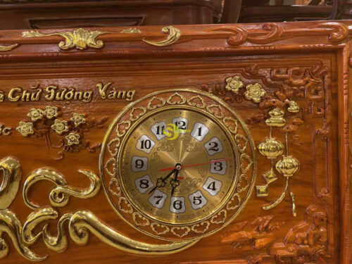 Tranh đồng hồ dát vàng chữ Nhẫn T18113