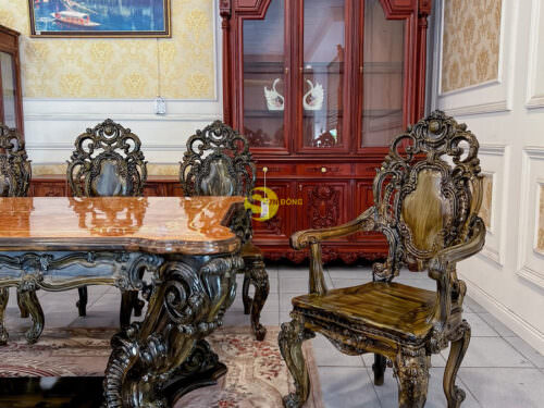 Bàn ăn hoàng gia gỗ mun Minerva (237*122) - BA596