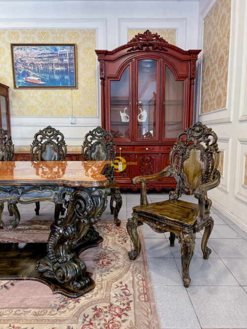 Bàn ăn hoàng gia gỗ mun Minerva (237*122) - BA596