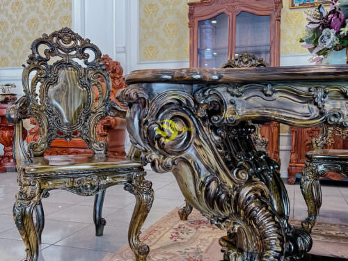 Bộ bàn ăn hoàng gia gỗ mun Minerva