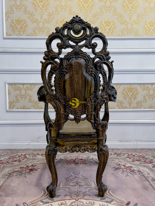 Ghế ăn hoàng gia Minerva gỗ mun sọc Lào GA589A (Tay chủ)