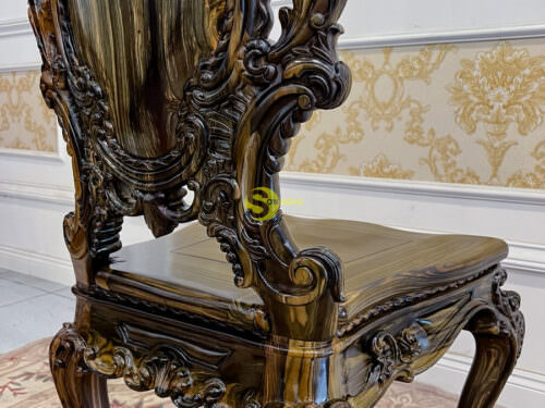 Ghế ăn hoàng gia Minerva gỗ mun sọc Lào ( ko tay ) - GA589A1