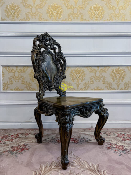 Ghế ăn hoàng gia Minerva gỗ mun sọc Lào ( ko tay ) - GA589A1