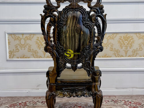 Ghế ăn hoàng gia Minerva gỗ mun sọc Lào ( ko tay ) - GA589A1