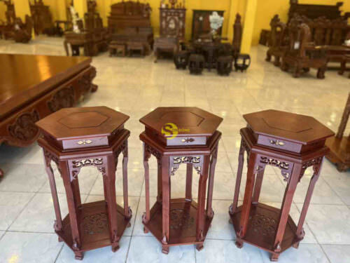 Đôn lục giác gỗ hương cao 81 DG024 - Hình ảnh 3