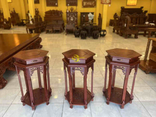Đôn lục giác gỗ hương cao 81 DG024 - Hình ảnh 2