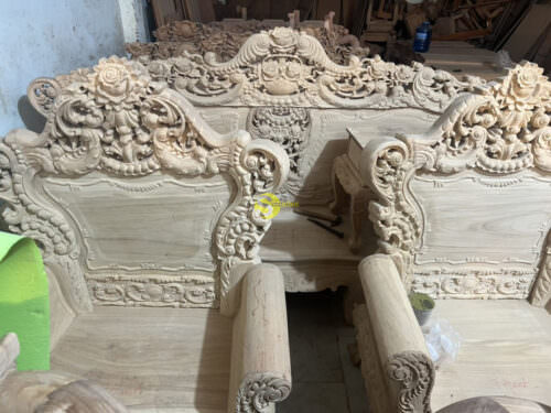 Bộ bàn ghế hoàng gia hoa hồng gõ đỏ chân 12 mặt tràn 2 phân