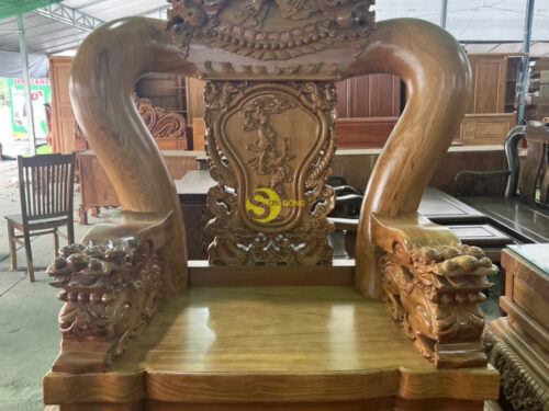 Bộ bàn ghế gỗ gõ đỏ chạm nghê tay 22, 10 món