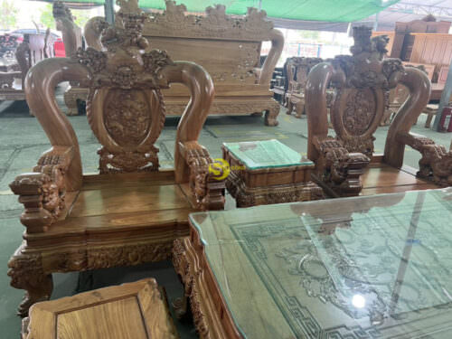 Bộ bàn ghế hương đá nghê đỉnh tay 16, 6 món