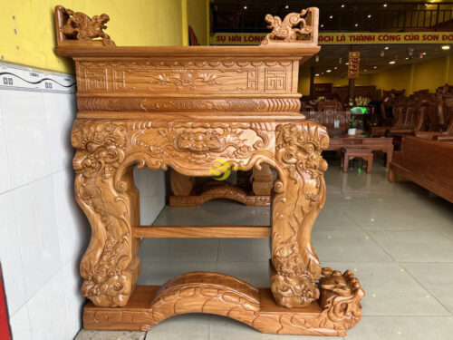 Sập thờ tứ linh gõ đỏ chân 22 - SD721