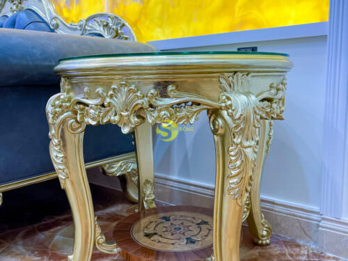 Bộ sofa bọc da bò ý 8 món gỗ beach